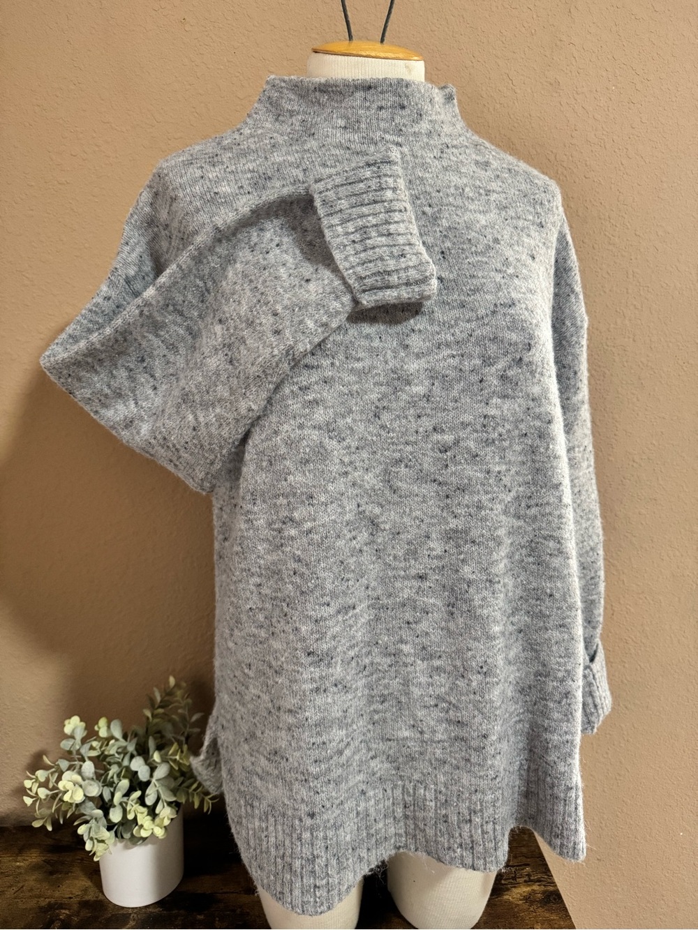Well Worn Heather Gray Mock Neck Sweater
